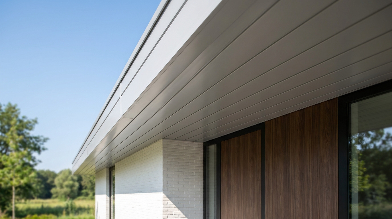 Installation élégante de lambris PVC pour sous-toits, résistant à l'humidité et aux insectes