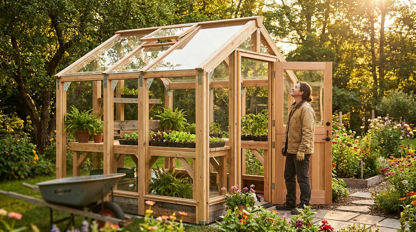 Construction d'une serre de jardin durable en bois sur le plateau du Vercors