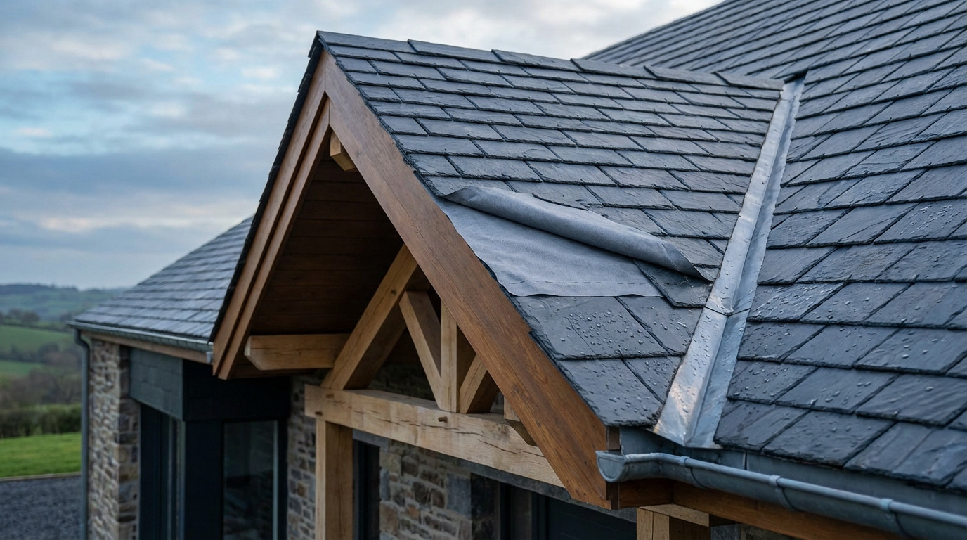 Installation d'un pare-pluie sur un toit pour protéger la charpente contre l'humidité
