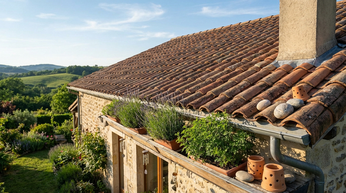 Fouine de toit observée près d'une entrée de grenier, symbole de nuisibles à éloigner naturellement