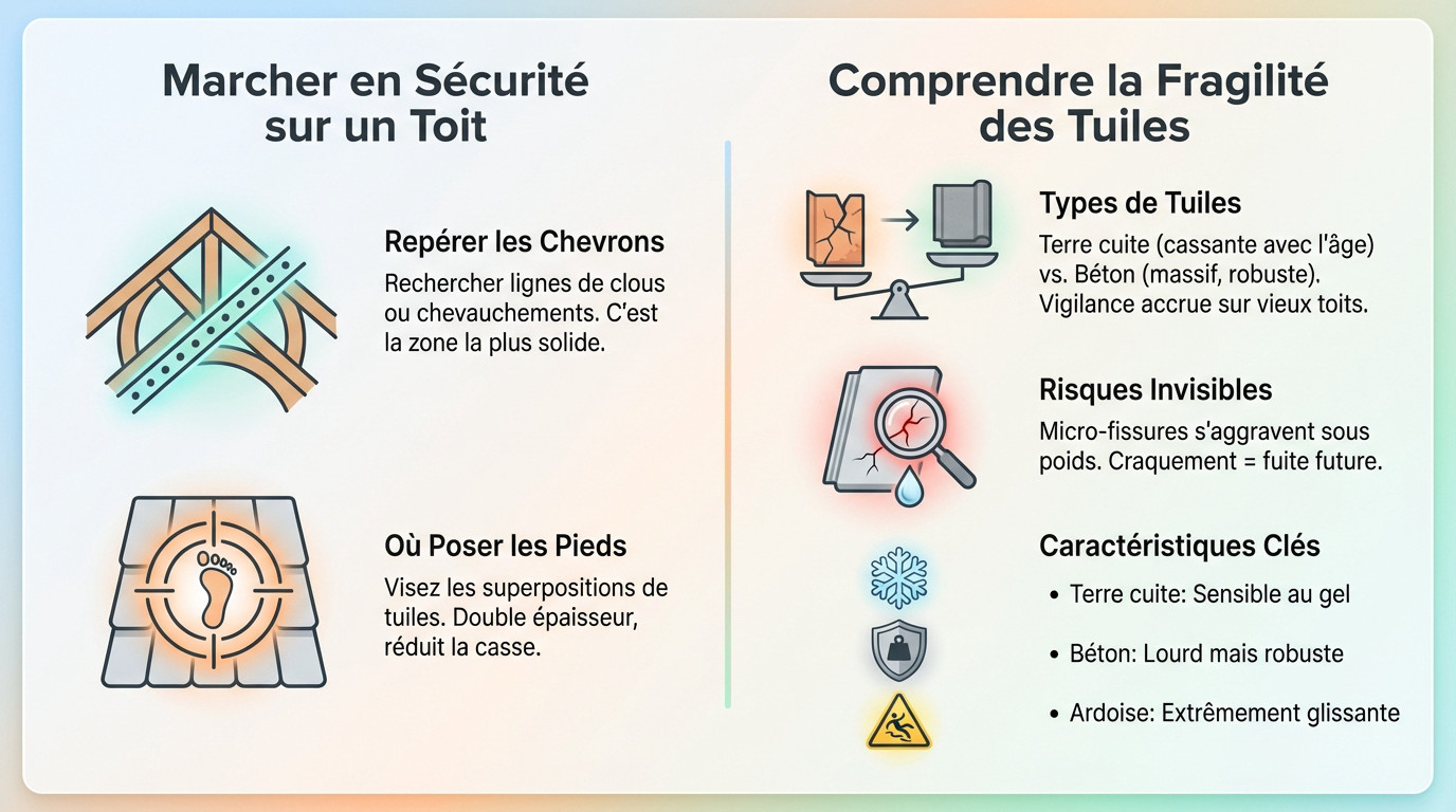Conseils de sécurité ainsi que fragilité des matériaux de toiture
