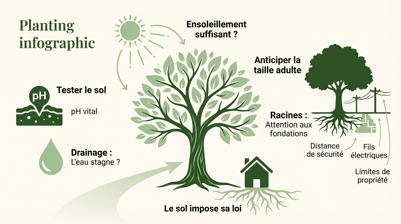 Infographie conseil pour bien planter un arbre au jardin