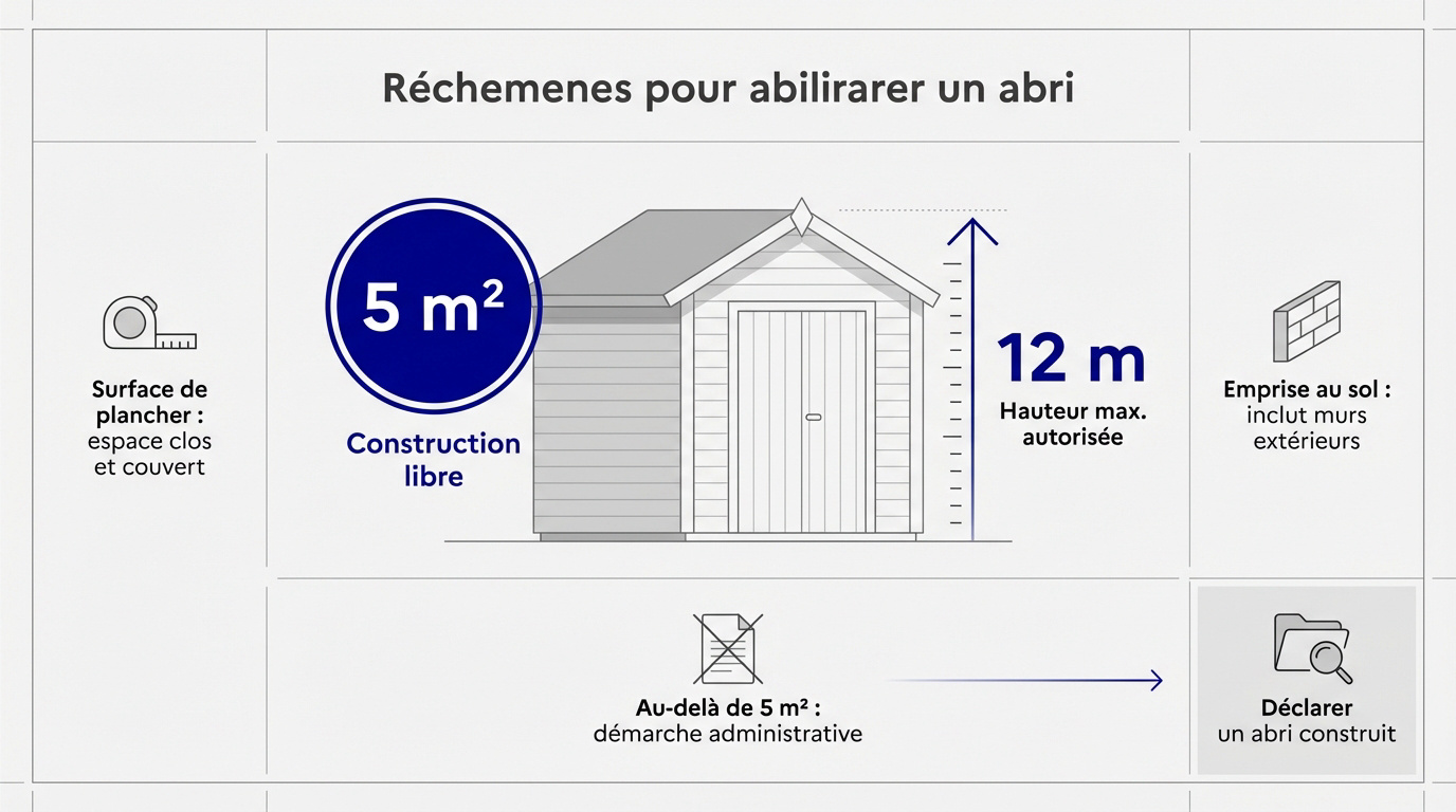 Réglementation des dimensions pour un abri de jardin sans autorisation de moins de 5m2