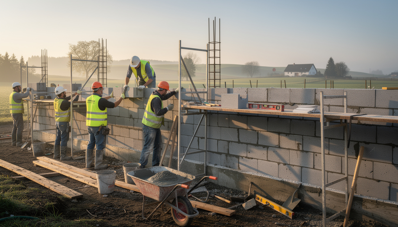 estimation du prix au m² pour un mur en parpaing banché sans fourniture, incluant les coûts de main-d'œuvre et matériaux hors fourniture.